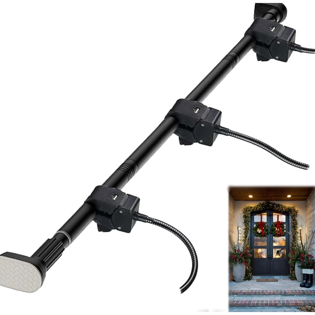 Cintre pour Porte d'Entrée, Cintre Réglable pour Portes de 32 Pouces - 80 Pouces, Support de Décoration de Noël Halloween Robuste, Tige de Tension Réutilisable pour Décorations, Guirlandes Lumineuses, Couronnes et Plus