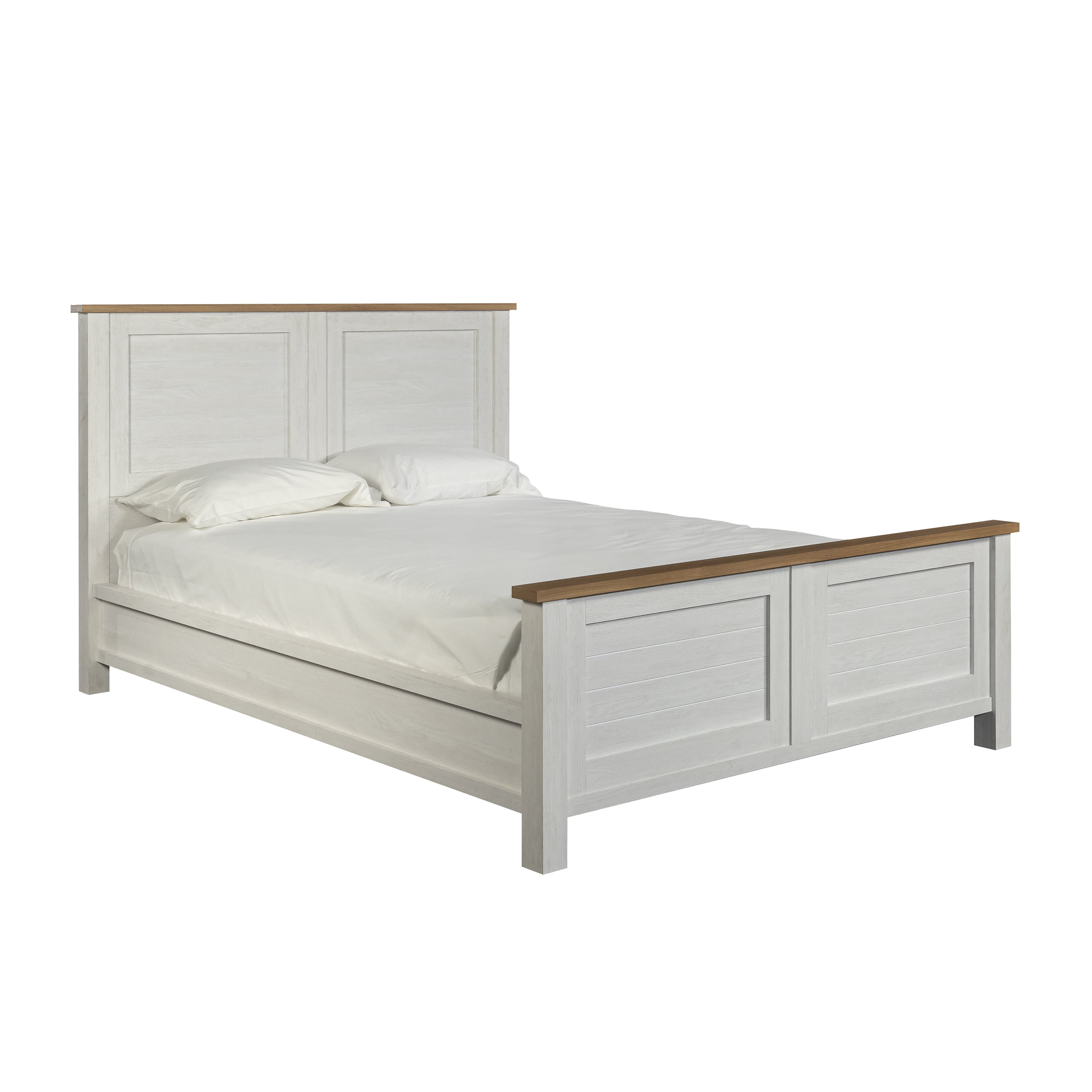 Better Homes & Gardens Modern Farmhouse Queen Platform Bed, Alabaster and Light Honey Finish