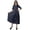Dark Navy Blue, variant on Moomaya Short Sleeve Midi Dress Printed Pleated Scoop Neck Elegant Work Dress