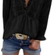 thumbnail image 4 of Blusa Volantes Cuello En V Estampado De Puntos Manga Larga Transpirable Tops De Moda Para Mujer Negro XXL, 4 of 6