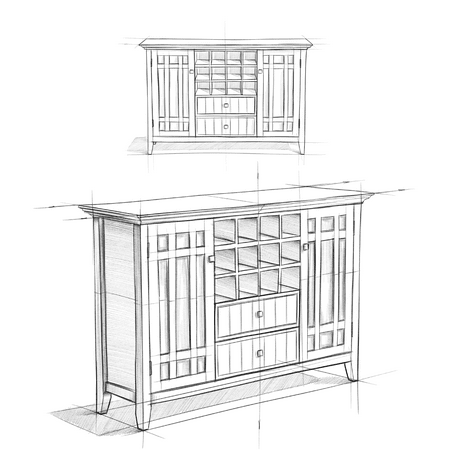 Simpli Home - Bedford Sideboard Buffet and Wine Rack - Dark Chestnut Brown