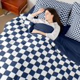 thumbnail image 4 of Manfei Contemporary Grid 7-Piece Twin Bedding,Checkered Art Bedding Comforter Set,Navy White,Navy Blue Reversible, 4 of 7