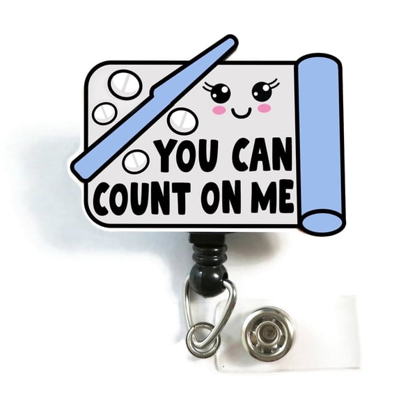 Cute Pharmacy Tech Badge Reel, You Can Count on Me ID Clip, Funny CPhT Gift, Pharmacy Student Badge | Scrapheart