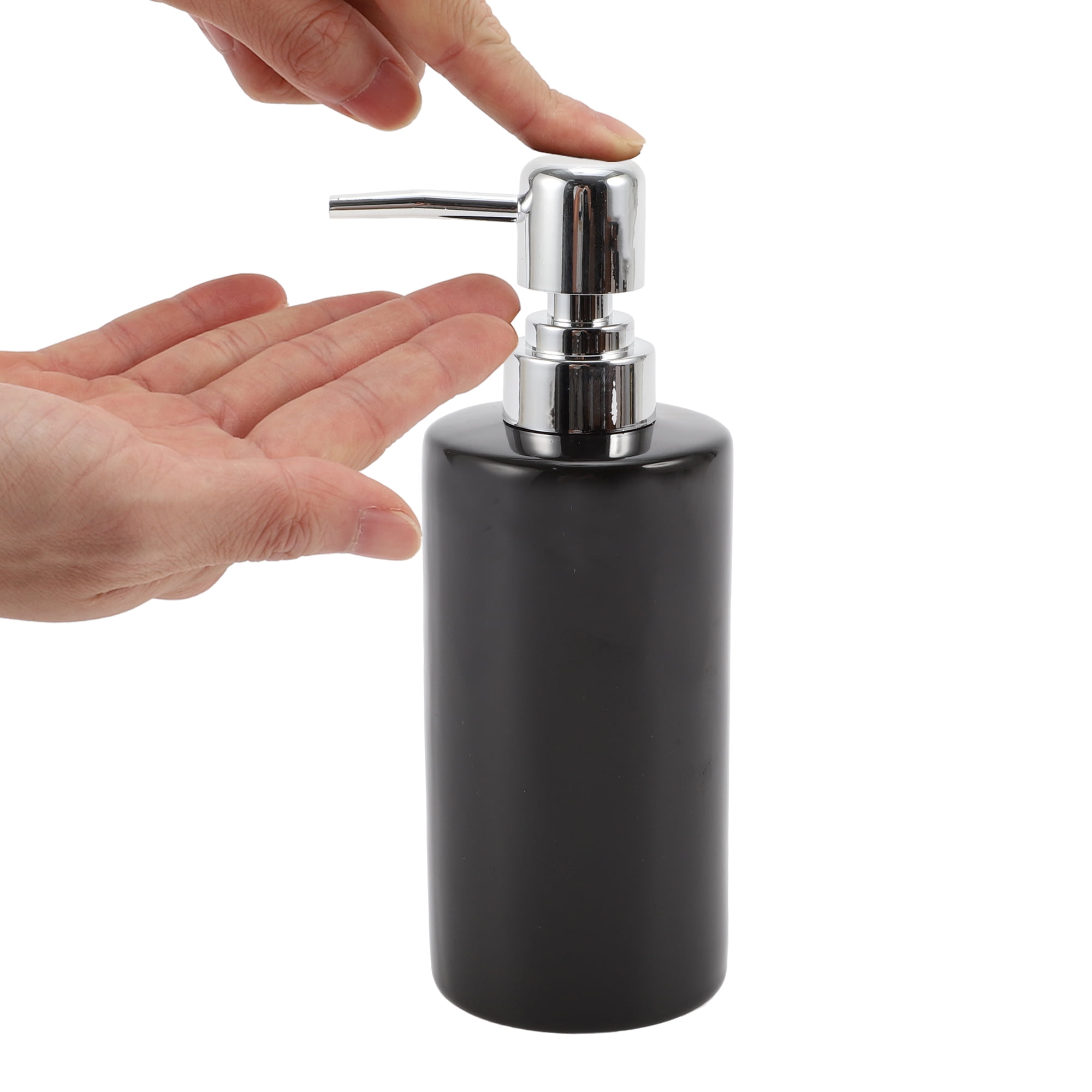 Unique Bargains 1 Pc Simple Cylindrical Soap Pump Dispenser for Bathroom Hotel 300ml Glossy Black