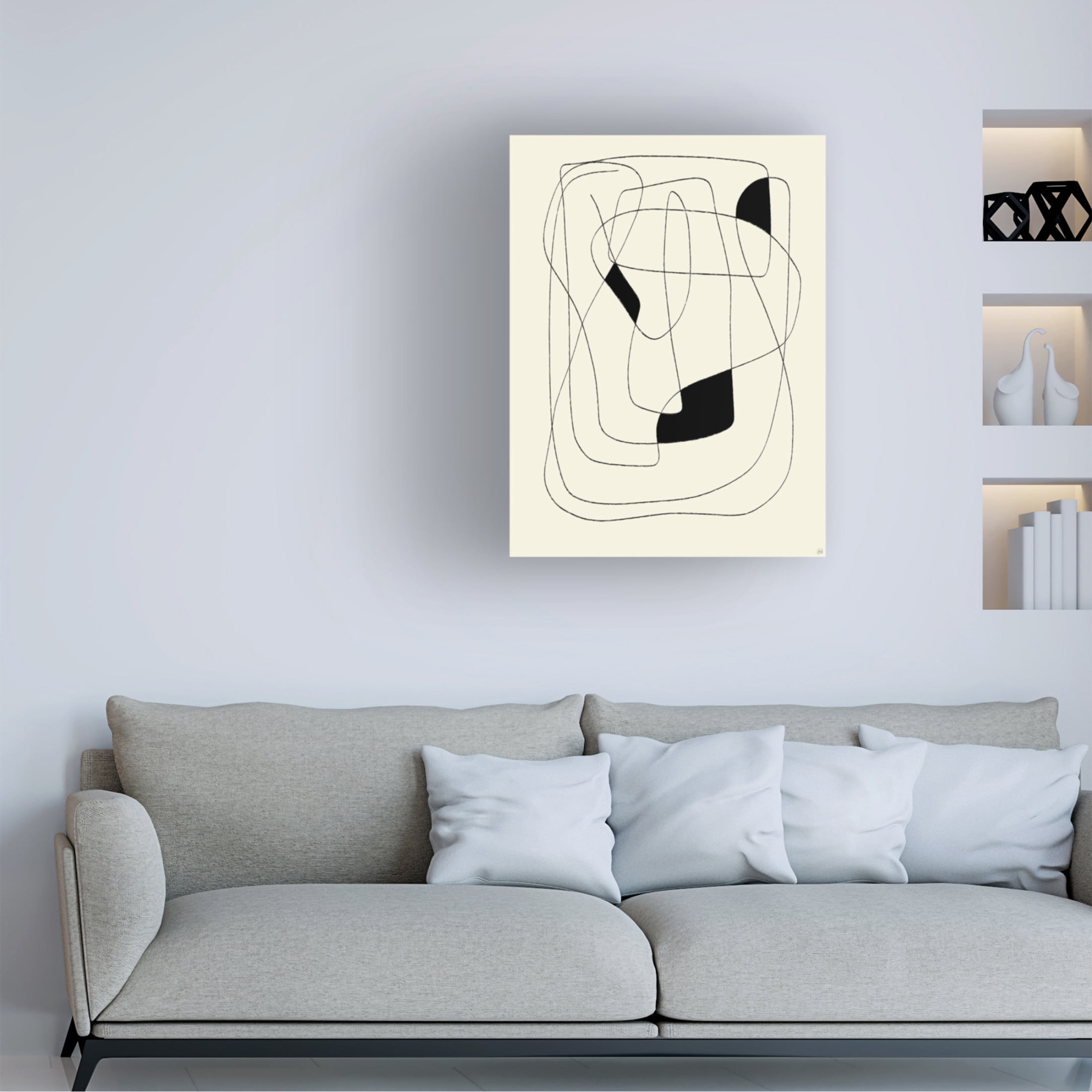 Canvas Wall Art - Line and Brush 'Lines To Fill 3' Wall Art for Living Room, Bedroom, or Office Décor by Trademark Fine Art - 18 x 24 Inches