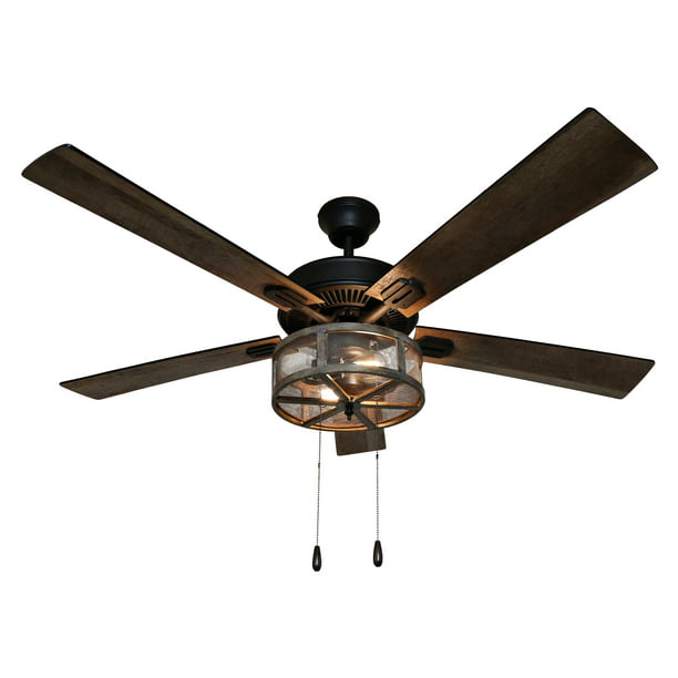 River Of Goods 52 Shabby Bronzed, Rustic Farmhouse Ceiling Fans With Lights