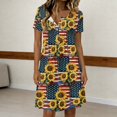 thumbnail image 4 of Women's 4th of July 250th Anniversary Patriotic Dress Short Sleeve Button Neck Printed Pattern Relaxed Fit Summer Holiday Style Casual Independence Day USA Flag Daily Wear Yellow XL, 4 of 5
