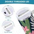thumbnail image 3 of Yayeee 40oz Stainless Steel Tumbler with Straw and Handle Double-Wall Insulated Travel Water Bottle, Green Floral, 3 of 8