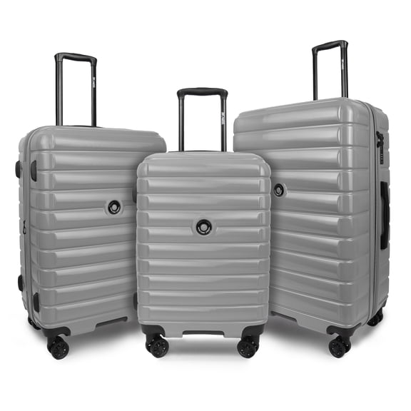 3 Piece Hardshell Luggage Set Expandable Hardside Suitcase with Spinner Wheels and TSA Lock, Lightweight Carry on and Checked Luggage 20" 25" 29", Silver, LA13601