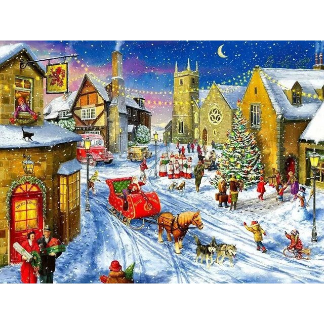 Pintura de diamantes AB 5D, Kits de Arte de mosaico de Navidad, bordado de paisaje, costura, decoración de la casa para el hogar, taladro, pegatinas de pared DIY