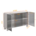 thumbnail image 4 of Hassch Modern Accent Cabinet in White, Sideboard Buffet Display Cabinet with Storage Shelf and 3 Glass Doors, for Living Room,Entryway,Dining Room, 47.25"L x 14.2"W x 29.92"H, 4 of 8