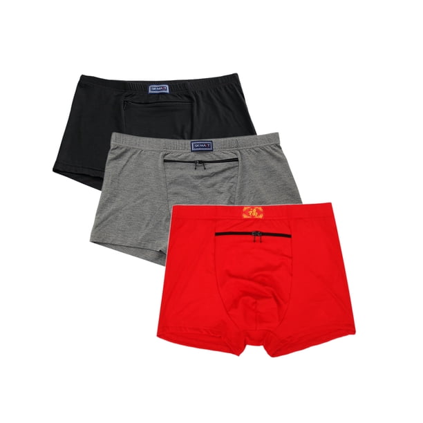 Secret Hidden Zipper Pocket Briefs For Men Anti-Theft Pickpocket Proof