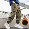 thumbnail image 2 of uikmnh Snow Pants Boys Casual Jogger Pants Warm Lined Cargo Trousers with Adjustable Ankle for Outdoor Play and Daily Wear Comfort Size:5-6 Years, 2 of 9