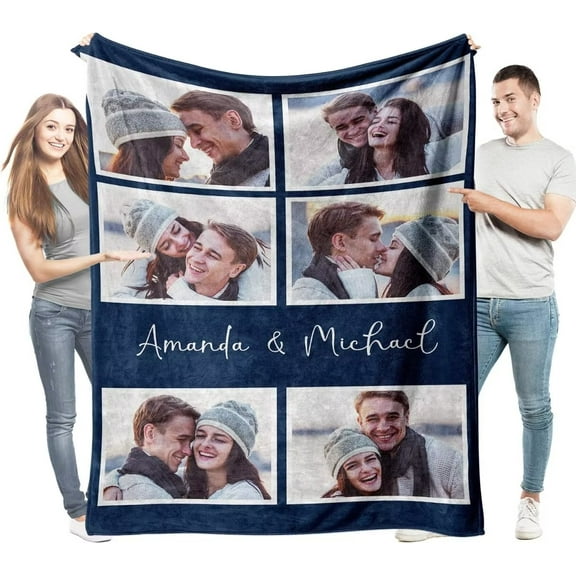 AISENIN Personalized Photo Blankets Customized Throw Blankets with Picture Birthday Christmas Anniversary Valentines Gift
