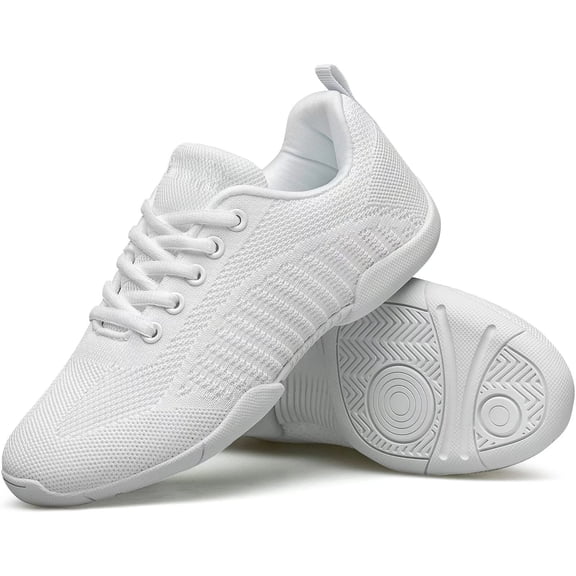 Yunkctuk Girls White Cheerleading Shoes Breathable Competition Athletic Shoes,Fitness Training Dance Tennis Hiking Shoes.