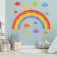 thumbnail image 3 of Pegatinas de pared de nubes de arcoíris, papel tapiz decorativo moderno, murales de decoración artística extraíbles para aula, fondo de TV, decoración, 3 of 6