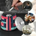thumbnail image 4 of Yayeee Ashtray with Lid for Cigarette Smokeless Stainless Steel Home Ash Holder, Navy Blue Stripes, 4 of 7