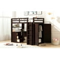thumbnail image 4 of Espresso Twin Loft Bed w/ Desk, Drawers &amp; Wardrobe - Solid Wood, 78"x44", Space-Saving Bedroom Furniture. Ideal for small rooms., 4 of 20