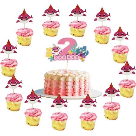Baby Shark Cake Decorations For Girl Second Birthday Include Ocean Themed Baby Shark Cake Topper 2nd