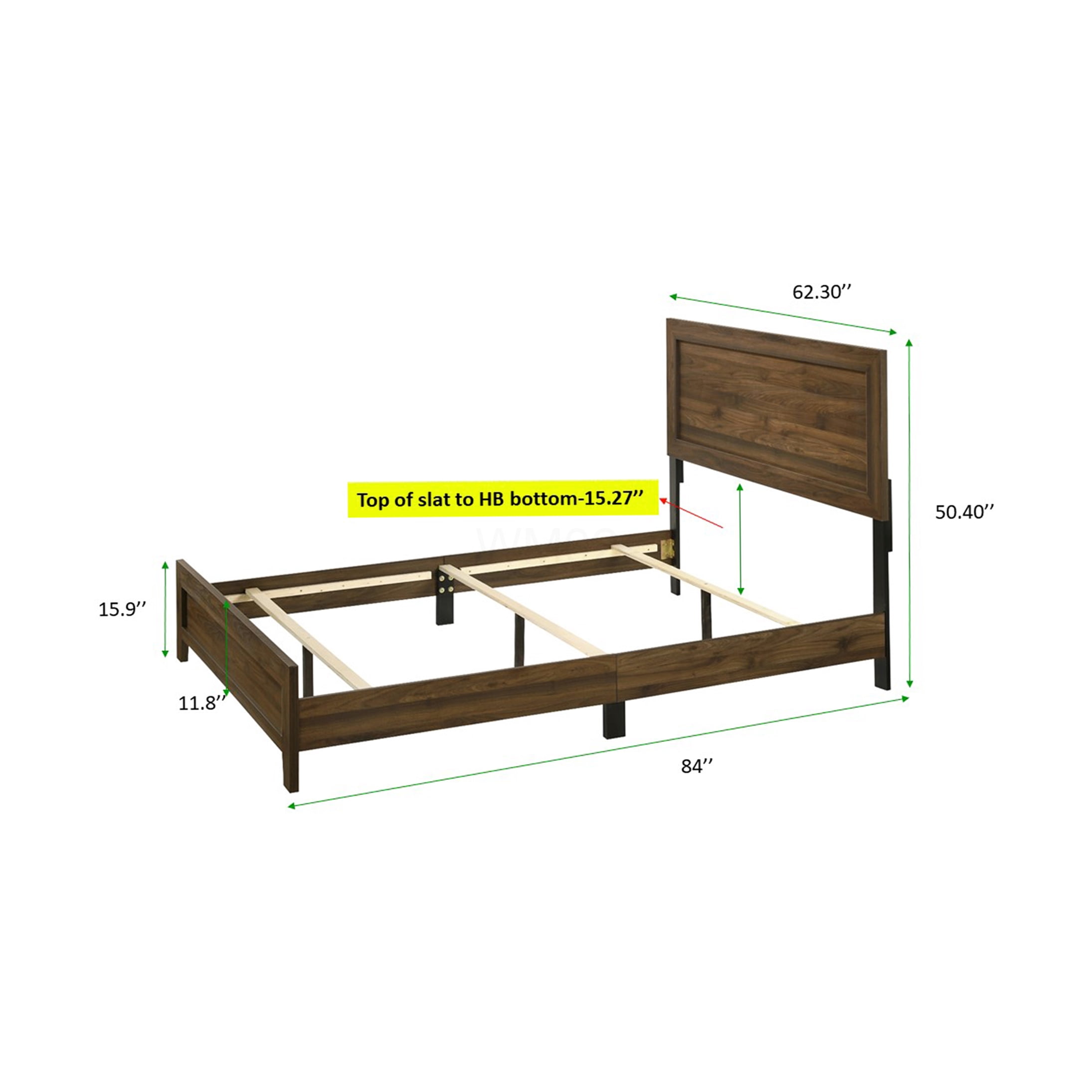 Queen Size Upholstered Platform Bed Frame with Headboard, Modern Wood Bed Frame with Slat Support System, No Box Spring Needed, Brown Cherry Finish
