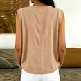 thumbnail image 6 of TEAJOPSUU Tank Tops for Women Round Neck Sleeveless Summer Shirts Cotton Linen Blend Tie Front Solid Color Tank Tops Loose Fit Casual Blouses Khaki, 6 of 7