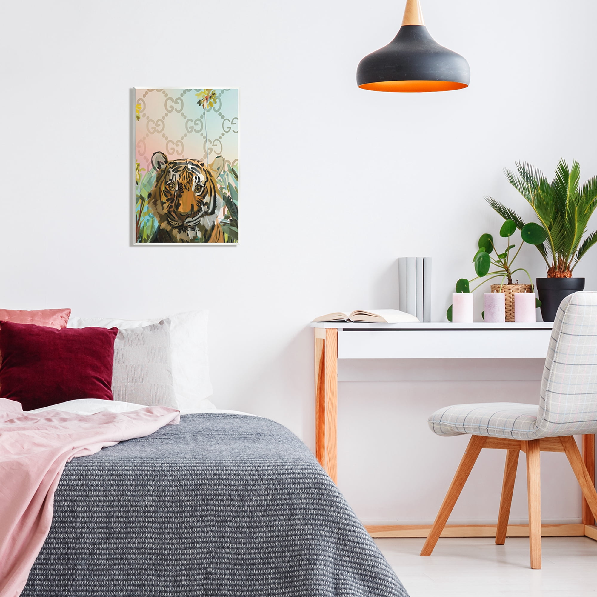Stupell Industries Glam Pattern Tiger Animals & Insects Painting Unframed Art Print Wall Art, 13 x 19