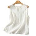 thumbnail image 4 of NTACZA Ladies Tank Tops Casual Cotton V-Neck Lace Trim Sleeveless Cute Summer Tops, 4 of 9