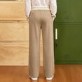 thumbnail image 4 of Girls Striped Waist Straight Leg Chino Uniform Pants Sizes 6-15 | Kids High Waist Straight Pants with Pockets, Striped Elastic Waist, Comfortable Formal Casual Fall Outfits Back to School, 4 of 6