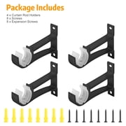 4pcs Curtain Rod Holders, TSV Curved Shower Curtain Rod Holders Wall Ceiling Mount Curtain Rod Brackets Hardware Decorative Drapery Heavy Duty Window Rod Hooks Hangers Curtain Pole Wall Brackets