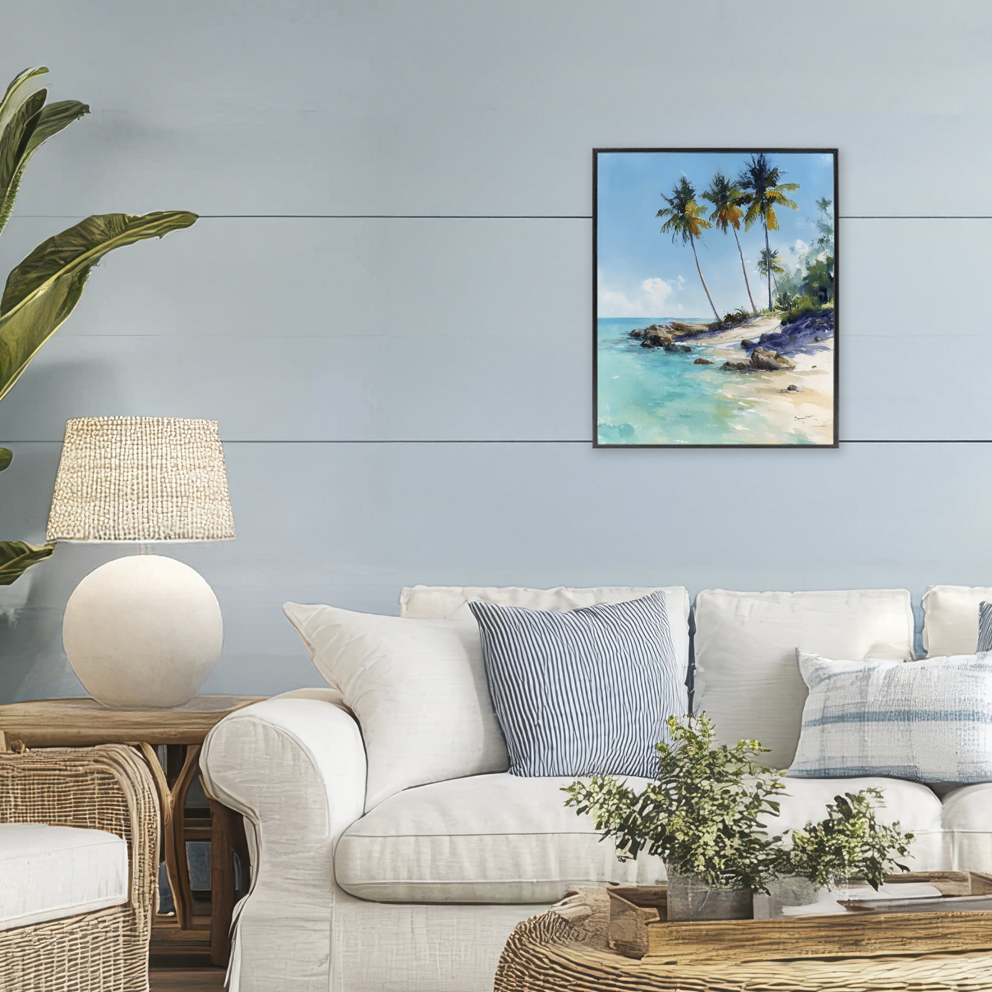 Stupell Industries Rocky Tropical Shore Black Framed Giclee Art, design by Franklyn Gregory