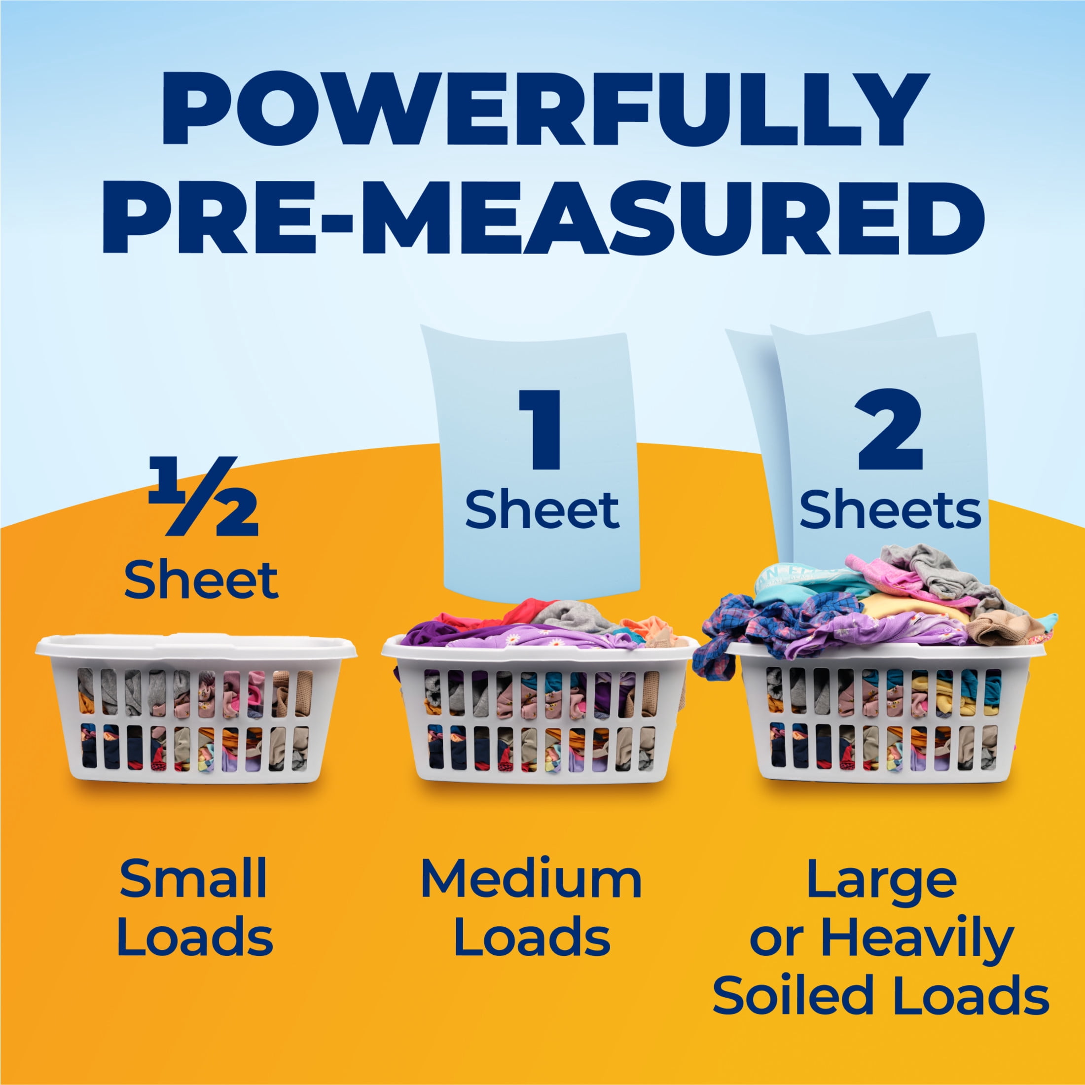 ARM & HAMMER Power Sheets Laundry Detergent, Fresh Breeze, 60 Count, Up to 120 Small Loads