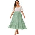 thumbnail image 3 of DARING DIVA Women's Plus Skirts Floral Stretchy Waist Layered Maxi Skirt XL Green, 3 of 6