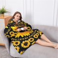 thumbnail image 5 of Oversized Wearable Blanket Hoodie,Black Butterfly Sunflower Pattern Sherpa Blanket Hoodie with Super Pockets,Super Warm Fuzzy Pullover for Women & Men, 5 of 6