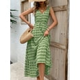 thumbnail image 3 of Women Summer Dresses Sleeveless Diamond Print Casual Loose V Neck Maxi Dress Beach Vacation Sundress (Green,Small), 3 of 6