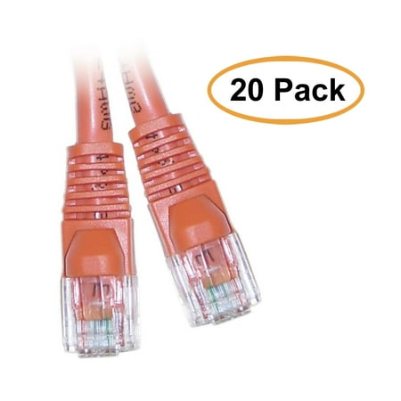 20 Pack Wd Caviar - C&E Cat5e Orange Ethernet Crossover Cable, Snagless/Molded Boot, 10 Feet, 20 Pack