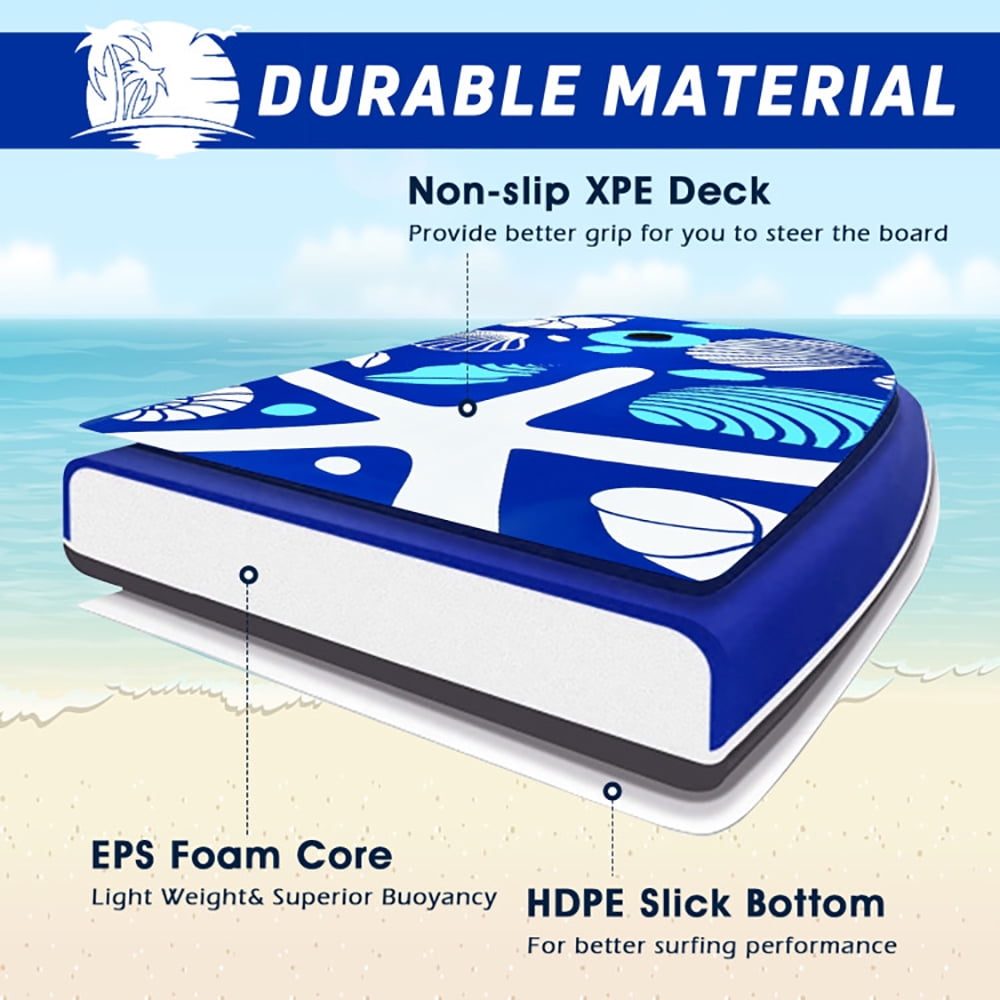 Demifill Boards for Beach, 33 Inch Lightweight Super Portable Surfing Bodyboard-S, Superior Buoyancy EPS Core & HDPE Slick Bottom, Surfboard for Kids Teens Adults Surfing, Blue