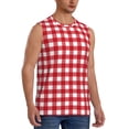 thumbnail image 2 of Yiaed Red Checkboard Print Men's Singlet Vests Summer Running Muscle Tank Tops Gym Undershirt Round Neck Sleeveless for man, 2 of 5