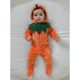 thumbnail image 4 of Newborn Baby Boy Girl Halloween Pumpkin Jumpsuit Cute Zip Up Long Sleeve Footie Hooded Jumpsuit Romper Halloween Outfits, 4 of 10