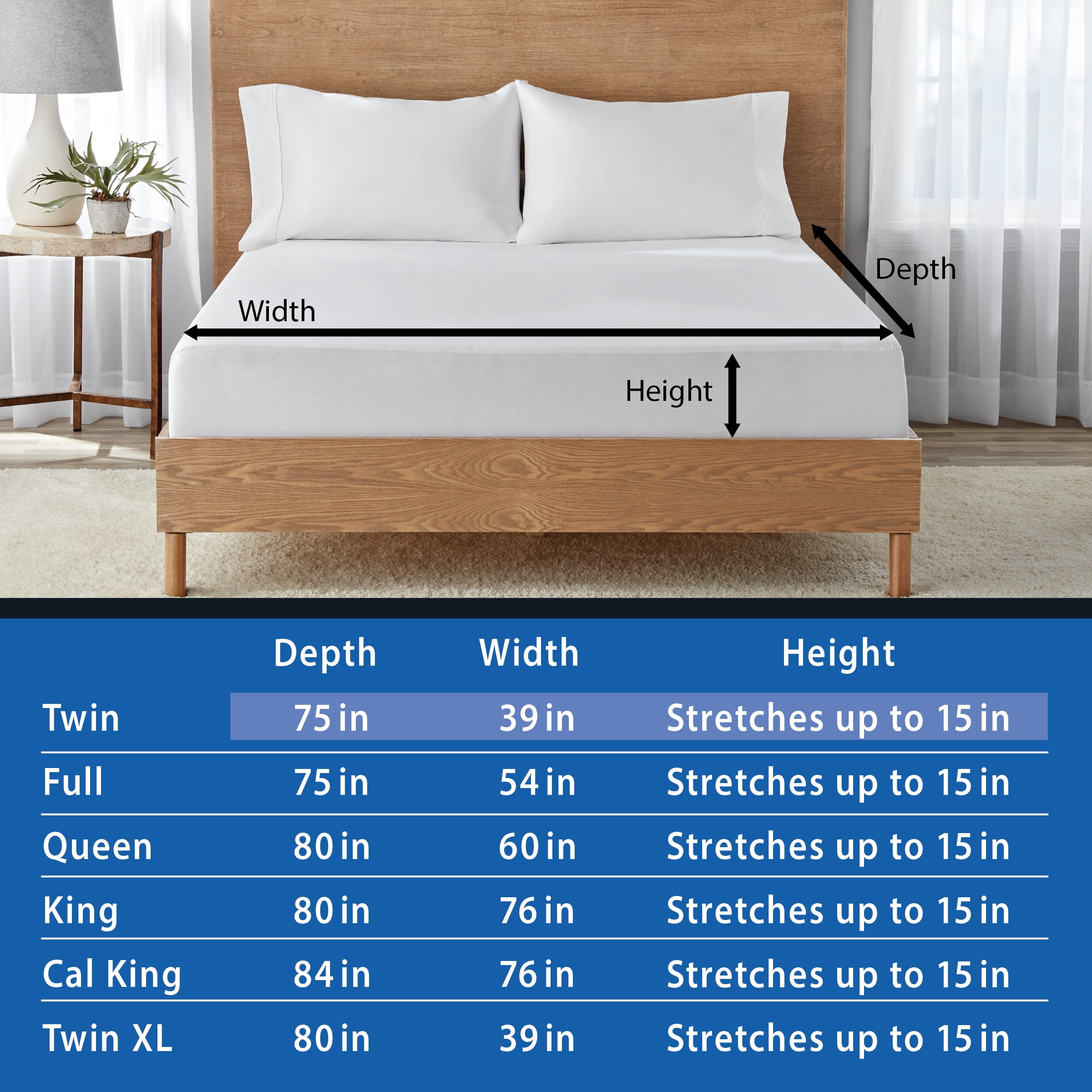 Mainstays Cooling Waterproof Fitted Mattress Protector, Twin