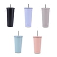 thumbnail image 2 of Toystoory Taza de café con pajita de acero inoxidable, doble capa de vacío, taza de 500ml con aislamiento térmico, taza antifugas, taza con aislamiento Mostrada Rosa Toystoory HA007937-05B, 2 of 6