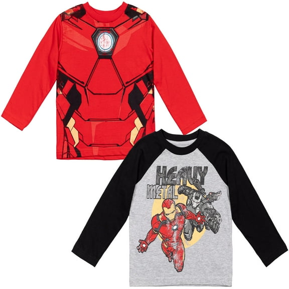 Marvel Avengers Iron Man Toddler Boys 2 Pack Cosplay Long Sleeve T-Shirts Toddler to Big Kid
