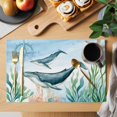 thumbnail image 2 of Whale Coastal Placemats Set of 6, Summer Beach Nautical Starfish Compass Placemats for Dining Table, Place Mats for Kitchen Tabletop, Waterproof Wipeable Dining Table Mats Set, 2 of 9