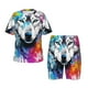 thumbnail image 1 of Balery Cool Colorful Wolf Conjunto de Pijama Infantil de Manga Corta con Estampado – Ropa de Dormir de Algodón Suave-4X-Large, 1 of 6