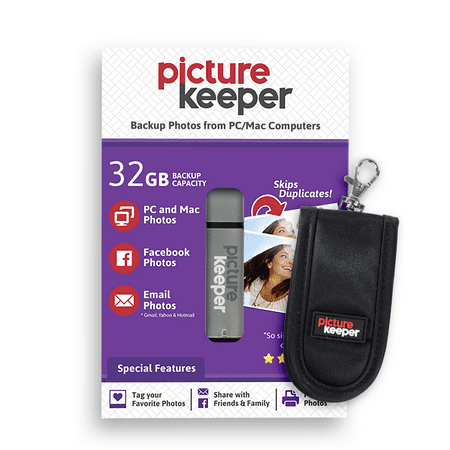 Picture Keeper- Portable SMART USB Photo Backup and Storage Device for PC and MAC Computers w/ FREE USB