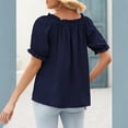 thumbnail image 4 of Off The Shoulder Short Sleeve for Women Summer Blouses Dressy Casual Boho Stretch Tops Navy 2XL, 4 of 6