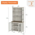 thumbnail image 3 of WAMPAT Farmhouse 72'' Tall Credenzas & Sideboards with Storage, Dining Hutch with Glass Doors and Adjustable Shleves, Pantry Storage for Kitchen, Home Decor, Living Room, Home Office, Rustic White, 3 of 8