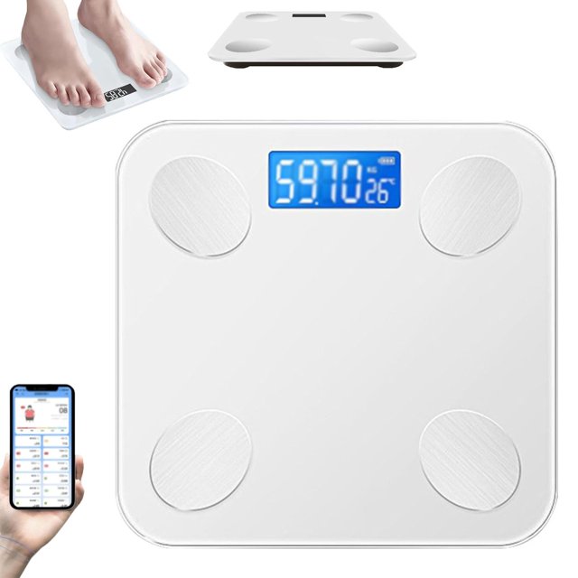Upgraded Smart Body Fat Scale, Light up with Body Fat, Muscle Mass, High Precision Digital Bathroom Scale with App , LED Display