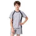 thumbnail image 5 of Amidoa Girls 2 Piece Outfits Summer Clothes T Shirt Short Sleeve and Casual Short Kids Clothing Sets Gray Size 10, 5 of 8