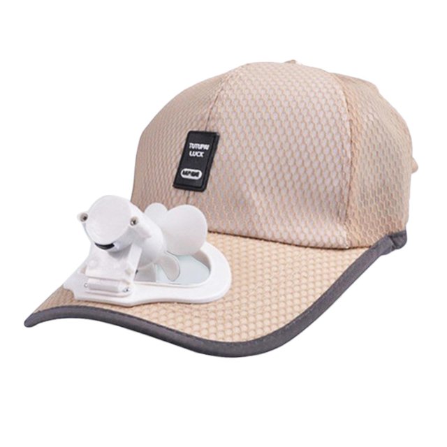 Ventilador de verano de refrigeración de béisbol sombrero de carga USB transpirable sombra ajustable de protección solar sombreros de refrigeración - Beige Baoblaze Gorra de béisbol Fan Cooling