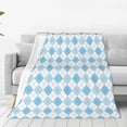 thumbnail image 1 of Fotbe Blue and White Squares Manta de Franela Acolchonada con Estampado, Súper Suave y Esponjosa, Extra Grande para Sofá, Cama, Uso Todo el Año-80"x60", 1 of 7